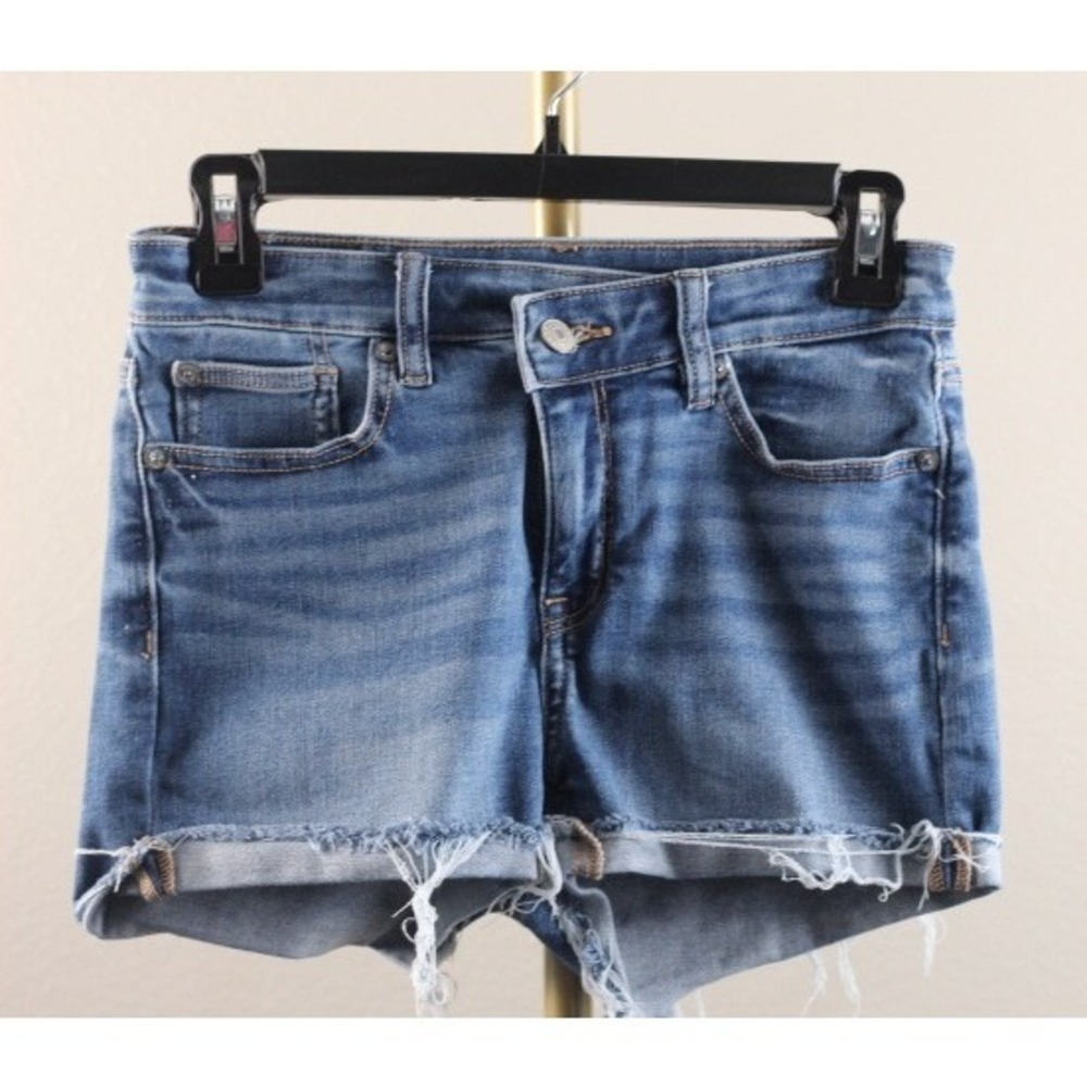 American Eagle Next Level Stretch High-Rise Shortie Denim Shorts Blue Size 0